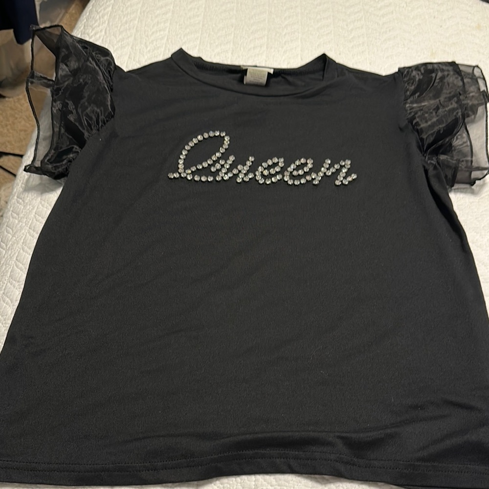 Black Queen Top with Sheer Sleeves